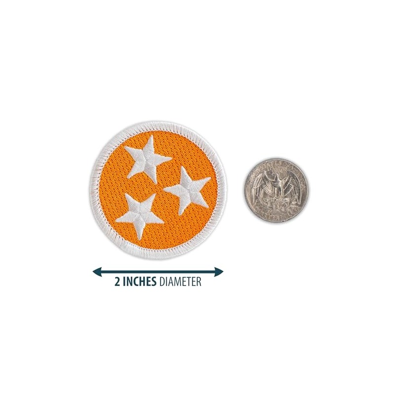 Orange Tennessee Tristar Patch - 2" Diameter Round Embroidered Patch