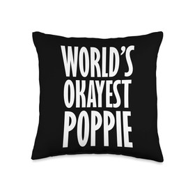 Gifts For Poppi World's Okayest Poppi Throw Pillow, 16x16, Multicolor