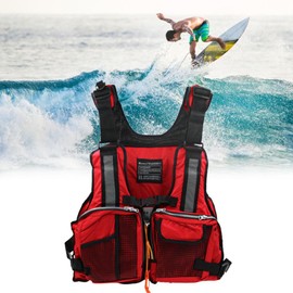 Outdoor Fishing Vest Life Jacket with Whistle Multi Pocket Flotation Vest for Adults
