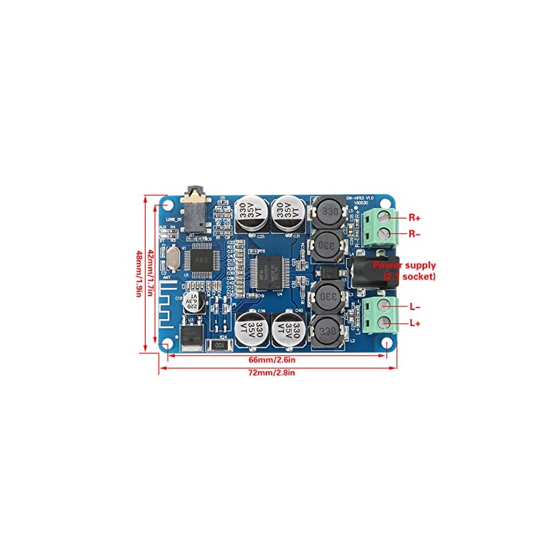 Hilitand TDA7492P Bluetooth V2.1 Audio Power Amplifier Board Dual Channel