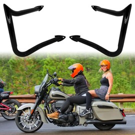 SpikeHook™ Rear Highway Bars for Indian Chief, Chieftain, Roadmaster (2014–2025) – Gloss Black Crash Guards – Saddlebag & Fender Protection – Custom Touring Bagger Look – No-Drill Install