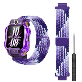 GIOPUEY Strap Compatible with imoo Watch Phone Z7/Z6, Braided Nylon Strap [Unisex] Elastic Replacement Strap - Purple-B