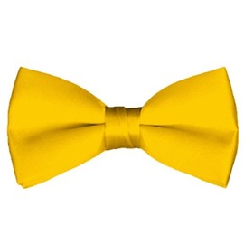 NYFASHION101 Men's Solid Color Adjustable Pre-Tied Bow Tie, Golden Yellow