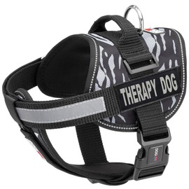 Dogline Unimax Dog Harness Vest with Therapy Dog Patches Reflective No-Pull, Adjustable Straps, Breathable Neoprene for Medical, Service, Identification and Training Dogs Girth 28 to 38" Zebra