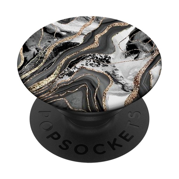 Marble-like Black with white and Gold Colors PopSockets Grip and