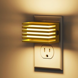 L LOHAS LED Night Lights Plug into Wall, 2 Pack Modern Night Light with Dusk to Dawn Sensor, Dimmable Plug in Night Light, Adjustable Brightness, 3000K Soft White for Bedroom Bathroom Hallway(Gold)