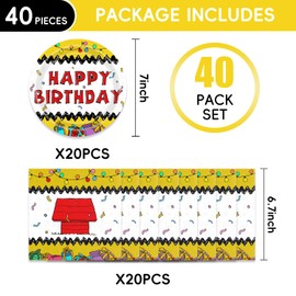 40pcs Cartoon Dog Birthday Party Decorations Cartoon Dog Red House Plates and Napkins for Boys and Girls Party Decorations Supplies Favors,Suitable for 20 Guests