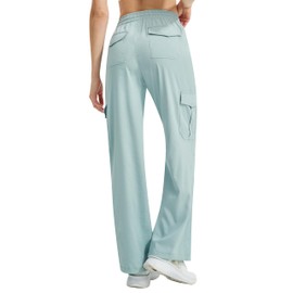 Women's Cargo Hiking Pants Quick Dry Lounge Straight Leg Dress Trousers Casual Pant for Work Travel Golf with 8 Pockets(Blue L)