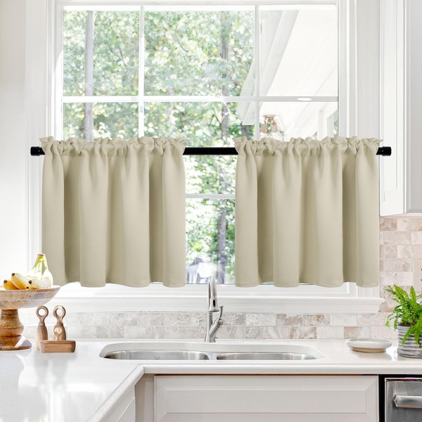 Deconovo Short Curtains Panels, Match with Drapes Functional Curtain for