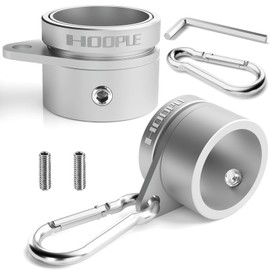 Flag Pole Rings, 360° Anti-Wrap Spinning Flagpole Mounting Rings with Adjustable Screws for 0.75–1.02 Inch Poles, Heavy Duty Aluminum Alloy Swivel Clips with Carabiners, 1inch-Pack of 2, Silver