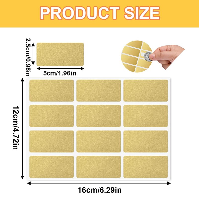 QEQSHQO Pack of 120 Labels Scratch Stickers Scratch Off Sticker