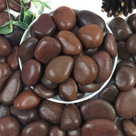 YISZM Rocks for Plant 5lbs, Red River Rocks 1-2 Inch Natural Pebbles for Indoor Plants, High Polished Decorative Stones Vase Filler Fish Tank Aquariums Landscaping Garden
