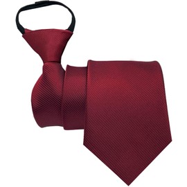 Mantieqingway Mens Zipper Tie 19'' Adjustable Pretied Ties for Men Polyester Necktie with Zip for Wedding Party Christmas (Burgundy)