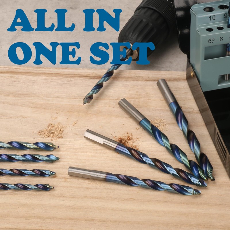 19 Piece Cobalt Stepped Point Drill Bit Set, CLEVEROOL HSS