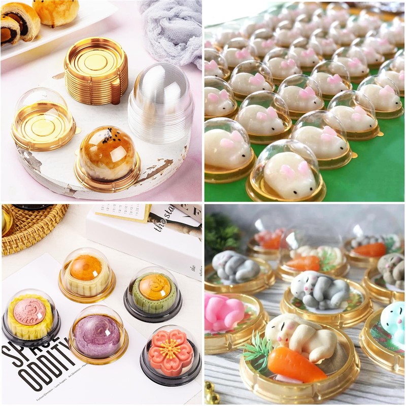 TOFLEN 100Pcs Mini Cake Containers with Clear Dome Lids for