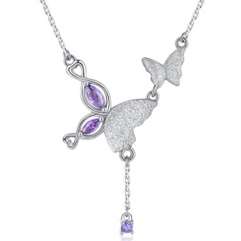 Butterfly Cremation Necklace for Ashes for Women: Sterling Silver Butterfly Urn Necklace for Women Purple CZ Ashes Keepsake Pendant Memorial Jewelry Gifts for A Loss of Loved Ones
