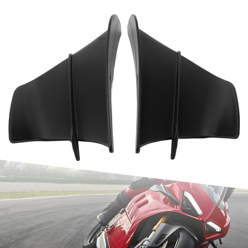 1 Pair Motorcycle Front Winglet Aerodynamic Wing Universal Black Replacement