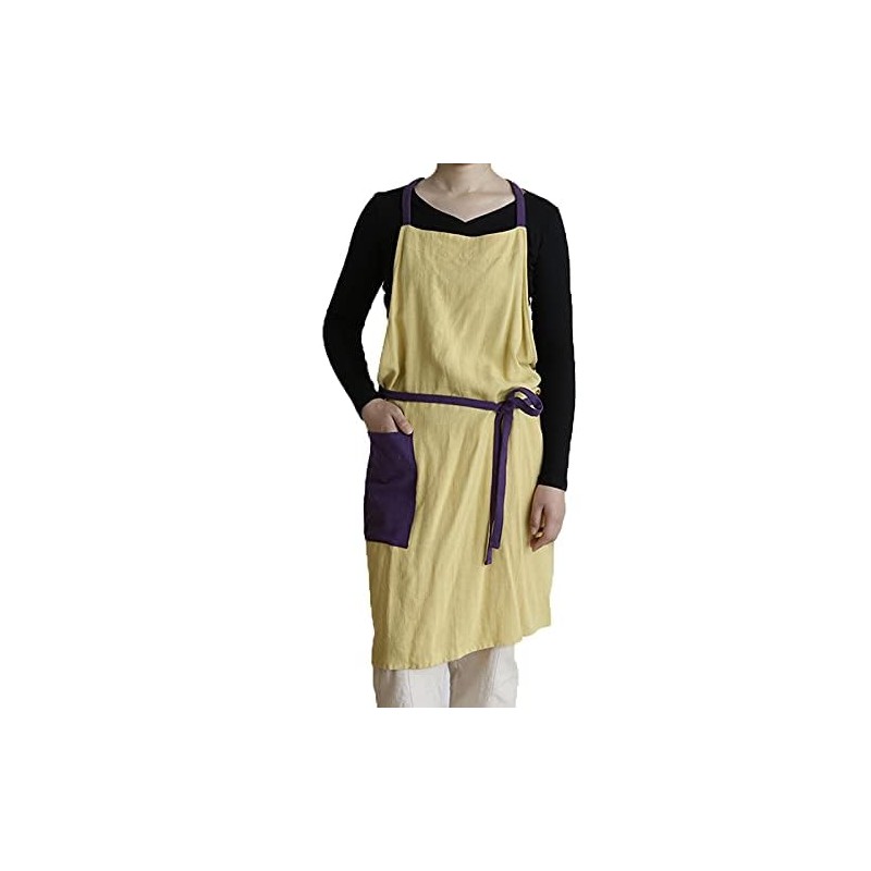 UHEIM Premium Ultra lightweight(0.4 lbs) Pure Linen Bib Apron Adjust