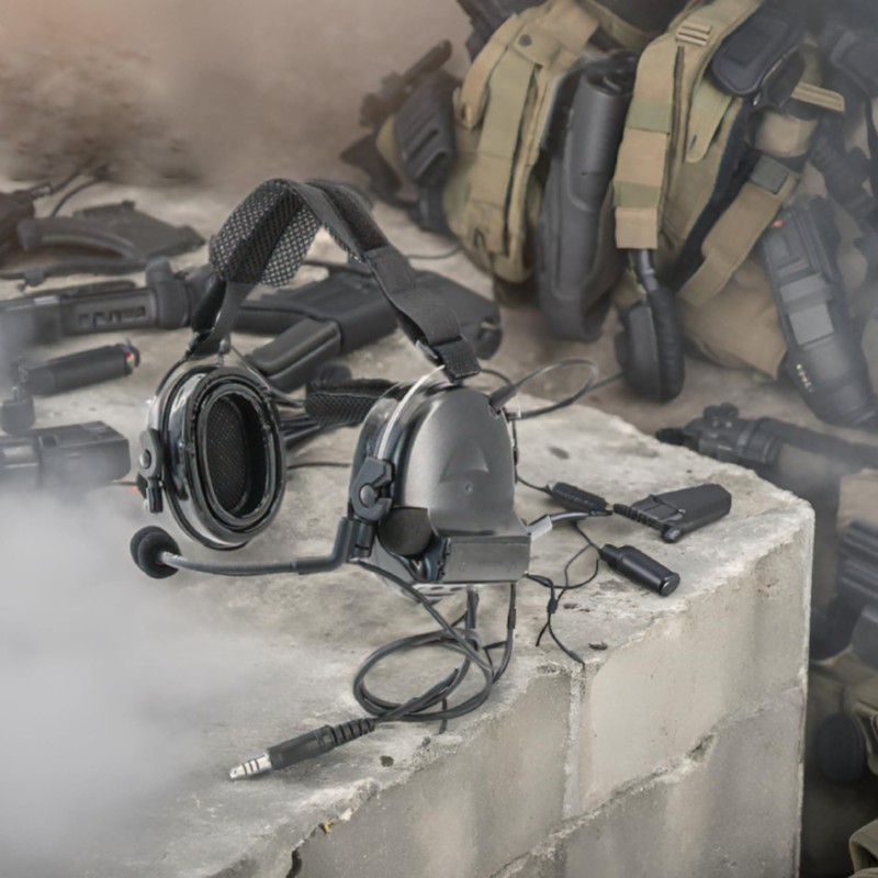 Tactical Headset with Noise Reduction/Communication Function+U94 PTT Gel Earpad Neckband