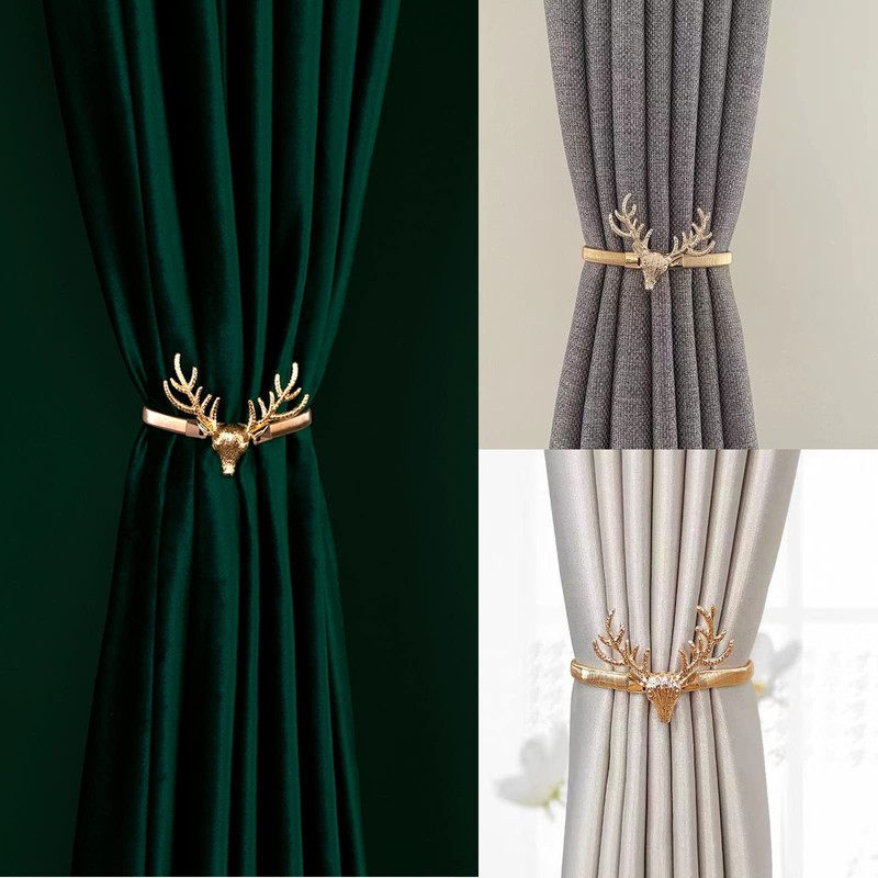 Winlauyet Pack of 4 Curtain Tiebacks Elk Design Tiebacks Curtain