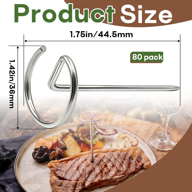 80-Pack 1.75-Inch Reusable Stainless Steel Mini Skewers Suitable for Grills