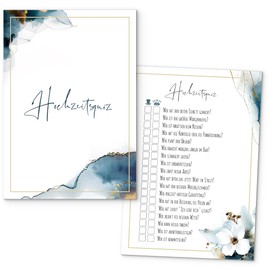 beriluDesign 50 Cards Wedding Quiz Bride or Groom Fun Wedding Game for Guests and Bride and Groom