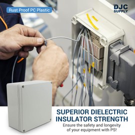 DJC Supply Co. 6" x 6" x 3" Weather & Dust Proof PS Plastic Junction Conduit Box Enclosure (5.5"x5.5"x3" Interior Dimension) 1 Pack