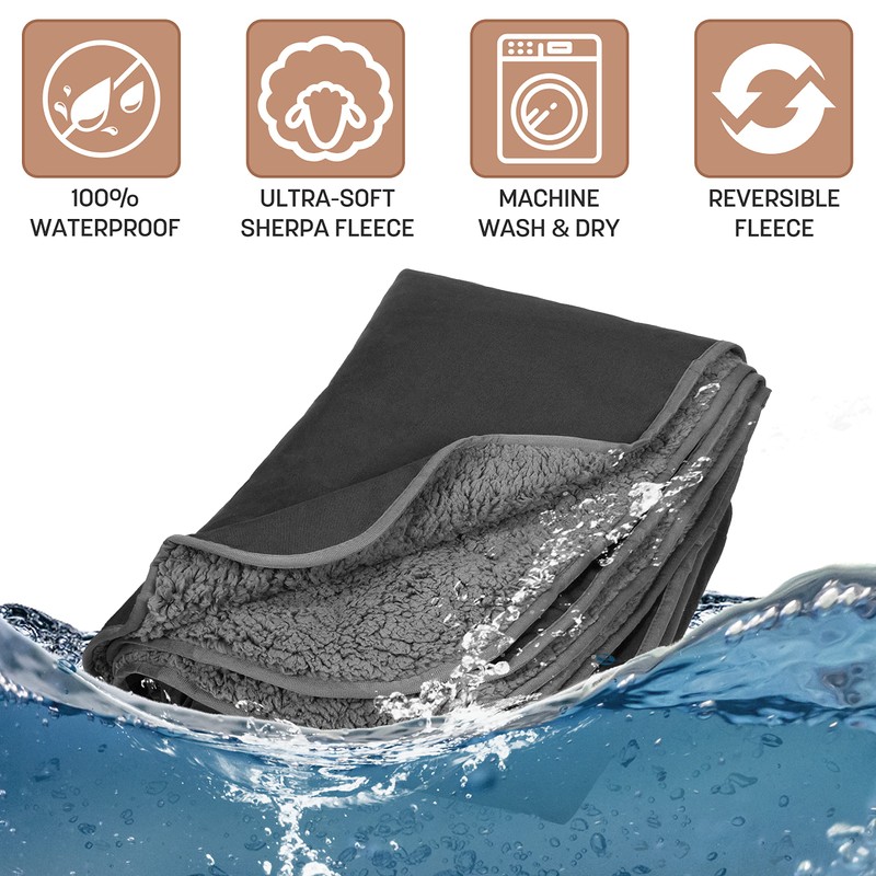 Tirrinia Waterproof Outdoor Blanket with Sherpa Lining, Windproof Triple Layers