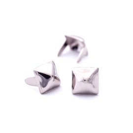 Pyramid Studs - Size 6 - Ideally used for Denim and Leather Work - Classic Two-Prong Studs - Silver Colored - Pack of 100 studs and spikes