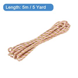 MECCANIXITY Twisted Cord Trim, 5 Yard 5mm 3-Ply Twine Braided Rope Shiny Thread String for Craft Gift Bag Curtain Christmas Decor, Pink & Gold - 5m