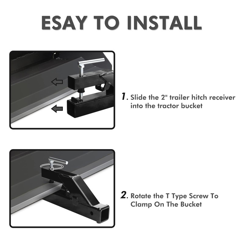Bucket Hitch for Tractor, EBESTTECH 1PC Clamp On Trailer Hitch