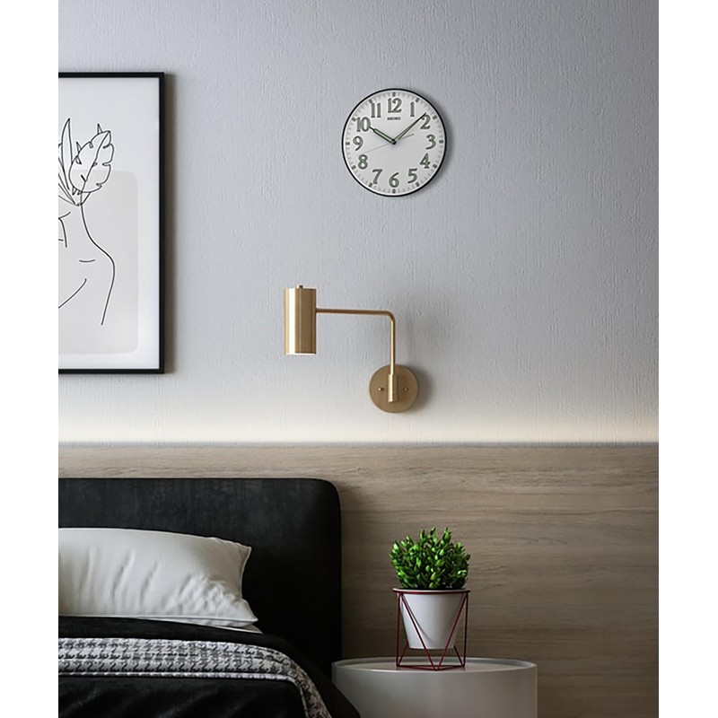 SEIKO 12 Inch Black Framed Luminous Numbered Wall Clock