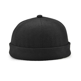 Zegoo Men Women Skullcap Beanie Worker Sailor Cap Rolled Cuff Retro Brimless Outfit Hat Black