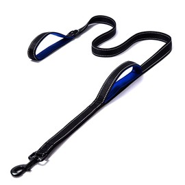BluePaw- Soft &Thick Dual Handle 5FT 6FT Long Dog Leash, Premium Strength Double Padded Handles - Great Control for Medium to Large Sized Dogs (Large, Black&Blue)