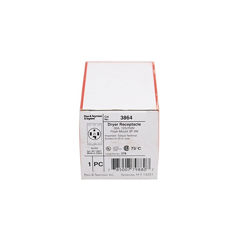 Pass & Seymour Legrand 3864 Straight Blade Dryer Outlet, NEMA