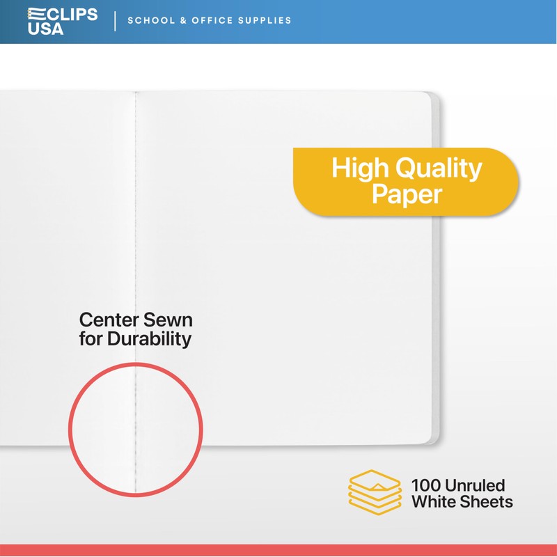 E-CLIPS USA Composition Notebooks, Unruled Composition Notebook, Hard Cover Marble