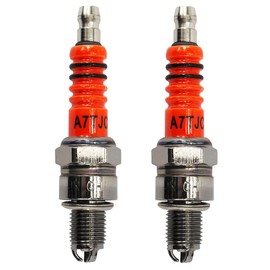 4pcs Scooter GY6 50cc 150cc Spark Plug, PRO BAT, High Performance 3 Electrode A7TC A7TJC Spark Plug for GY6 50-125cc Moped Scooter ATV Quads, Orange