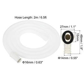 PATIKIL 6.5ft Air Conditioner Drain Kit, 2 Kit Universal Drain Connector AC Drain Hose with Clamp for Mini-Split Window AC Unit Faucet, White