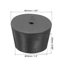 MECCANIXITY Rubber Tapered Plug 33mm to 41mm Solid Test Tubes Bungs Stopper with Hole Black for Lab Home 4 Pieces