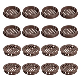 QUARKZMAN Pack of 16 50 mm / 1.97 inch Round Soffit Ventilation Grille, Plastic Soffit Ventilation Cover, Round Mesh Hole Air Slider for Bathroom, Kitchen, Cabinet, Wardrobe, Dark Brown