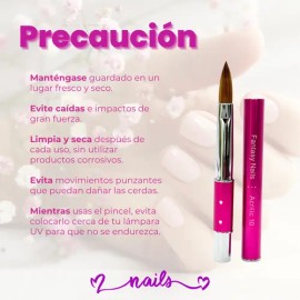 Pincel Desing Kolinsky 10 Uñas Acrilicas Fantasy Nails Pro Color Rosa                                                                                 