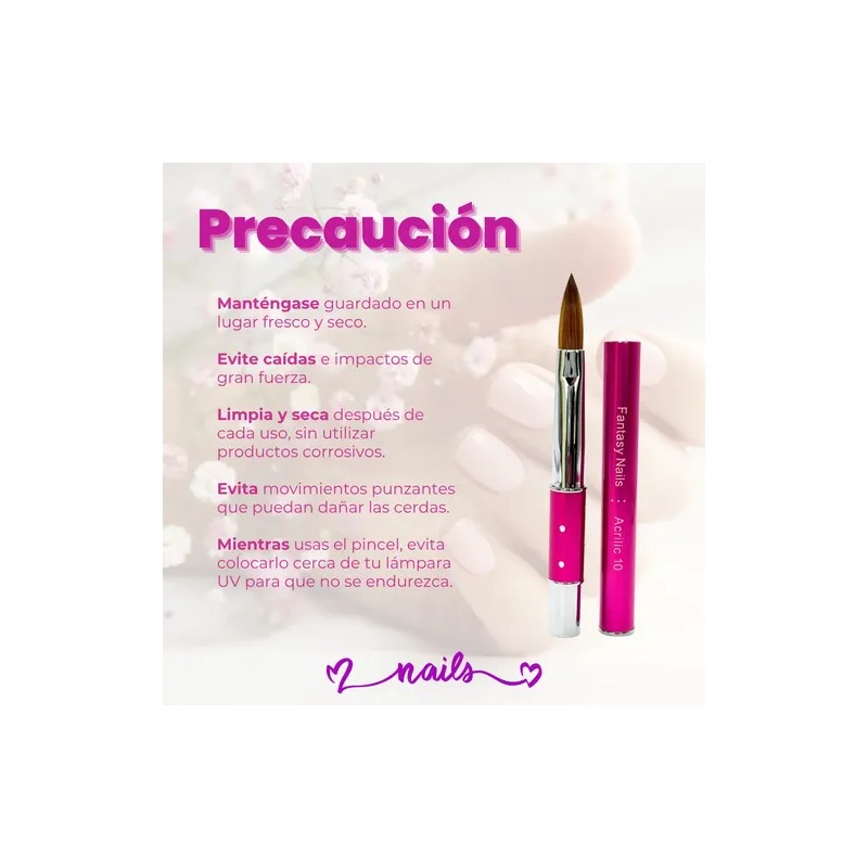 Pincel Desing Kolinsky 10 Uñas Acrilicas Fantasy Nails Pro Color