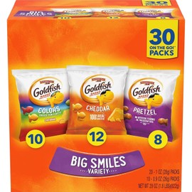 Goldfish Crackers Big Smiles Variety Pack with Cheddar, Colors, and Pretzels,30C