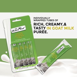 Fussie Cat Super Premium Chicken with Duck in Goat Milk Puree, lickable cat Treats, 0.5oz Pouch Pack of 4