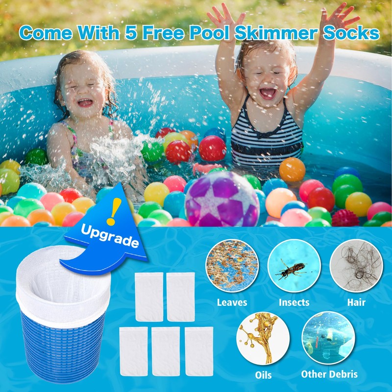 MUWOOB Above Ground Pool Skimmer with 5 Pool Skimmer Socks,
