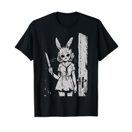 Horror Bunny Mask Girl Rabbit Alt Goth Slasher Creepy Anime T-Shirt