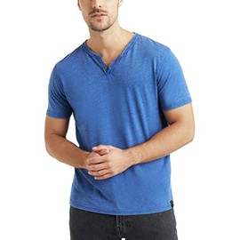Lucky Brand Men's Venice Burnout Notch Neck Tee Shirt, Monaco Blue, X-Large