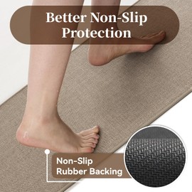 MontVoo Bath Mat Rug-Ultra Thin Non Slip Bath Mats for Bathroom Mat Quick Dry, Rubber Backing Washable Bathroom Rugs Fit Under Door, Absorbent Bath Rugs for Floor,17"x24",Beige