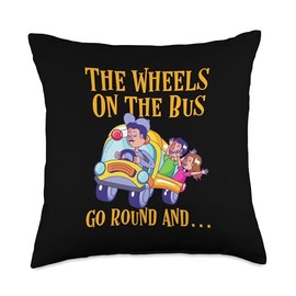 Funny School Bus Driver The Wheels On The Bus Throw Pillow