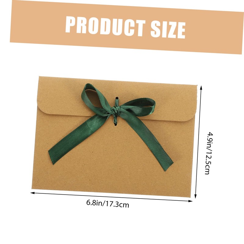 STOBOK Envelope with Ribbon 50pcs European Envelope Green Ribbon Kraft